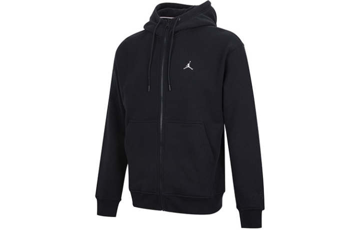 Jordan Jordan Logo Embroidery Fleece Lined Thermal Hood Jacket Winter Men's Black