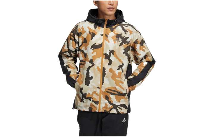 Adidas Adidas Jackets Men's Brown Hooded Moderate Straight Fit