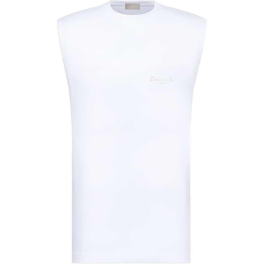 DIOR Tank Tops Men's White Crew Neck Moderate Other