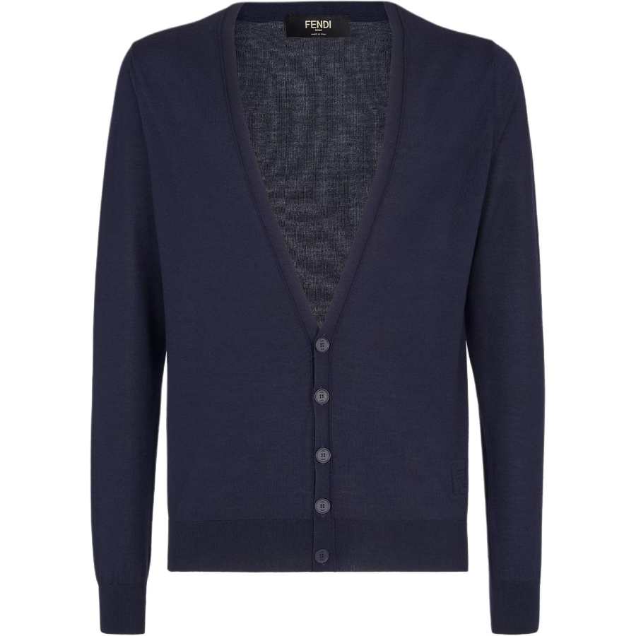 FENDI FENDI Ff Embossed V Neck Buttoned Cardigan