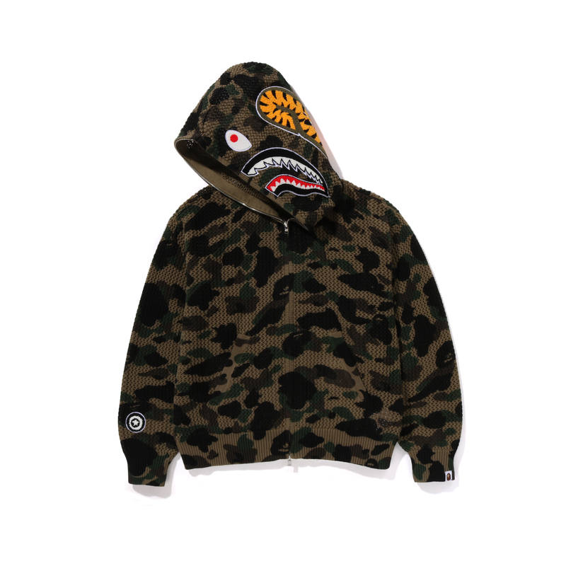 A BATHING APE Bape 1st Camo Crochet Shark Full Zip Hoodie