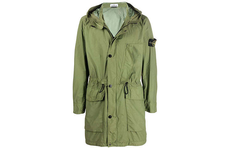 STONE ISLAND Jackets Men's Green Hooded Non Detachable Moderate Other