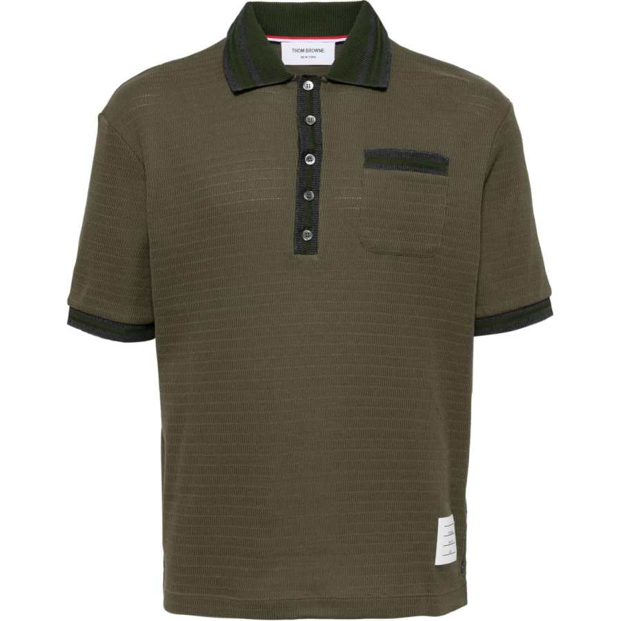 THOM BROWNE Thom Browne open-stitch cotton polo shirt