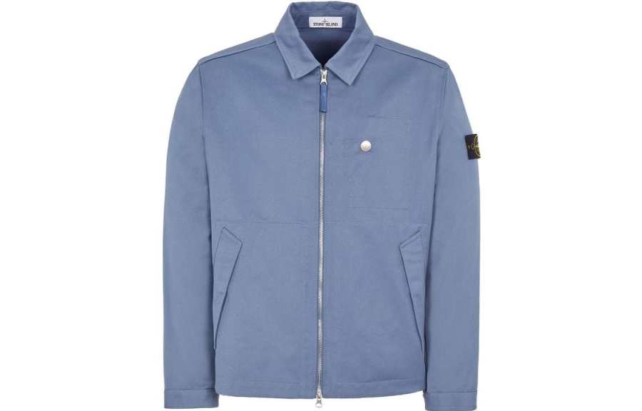 STONE ISLAND Jackets Men's Blue Lapel Moderate Other