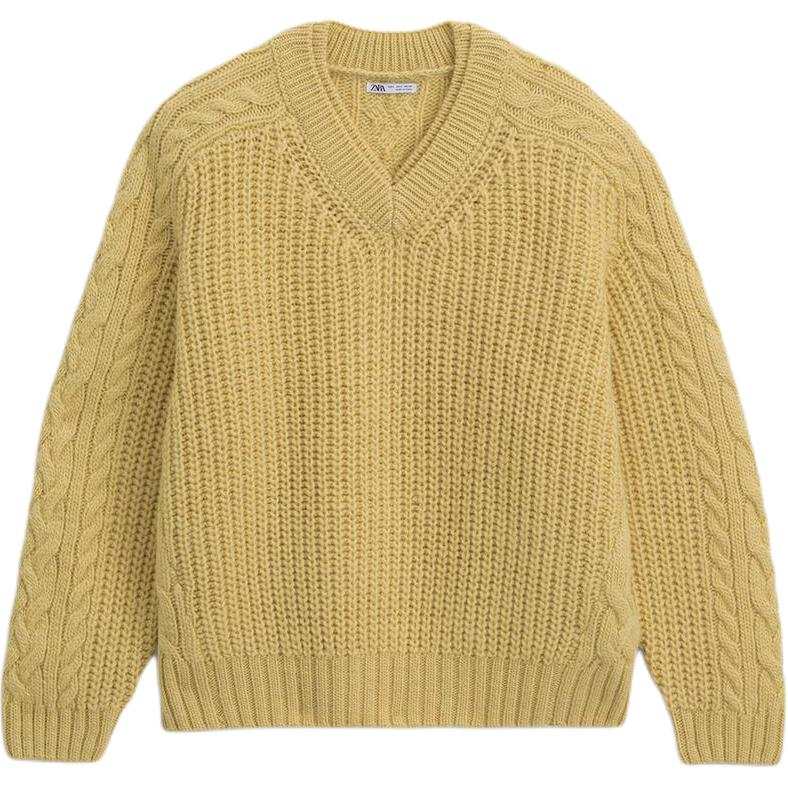 ZARA Sweaters Men's Yellow V Neck Moderate Other