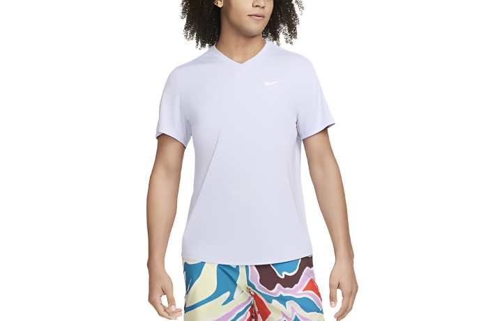Nike Nike T Shirts Men's Oxygen Purple V Neck Moderate Straight Fit