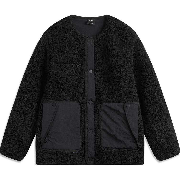 Li-Ning LiNing Crew Neck Single Breasted Thermal Long Sleeved Knitwear Men's Black