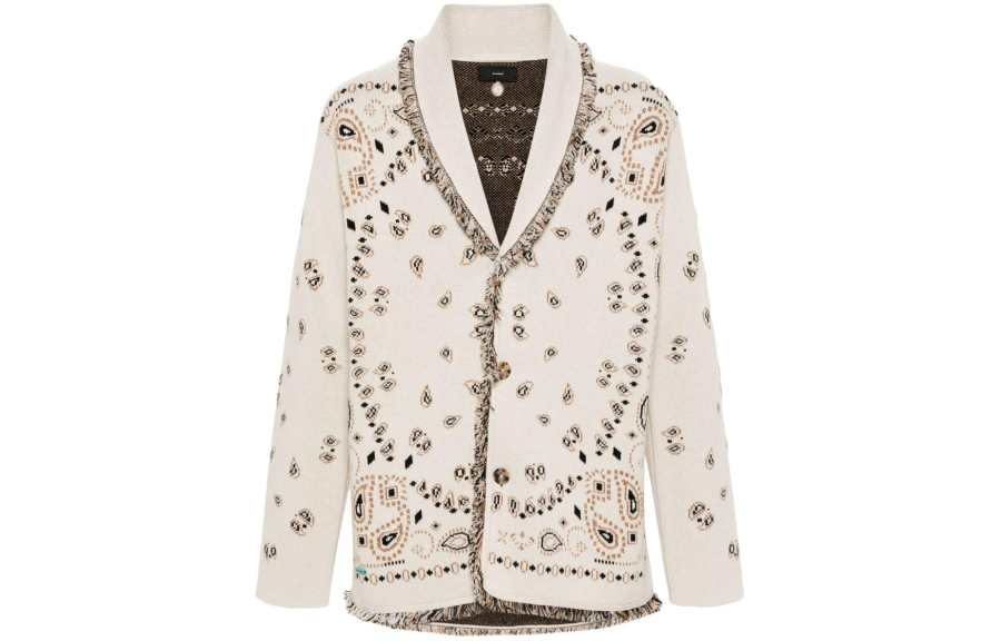 Alanui Bandana-jacquard frayed-edge cardigan