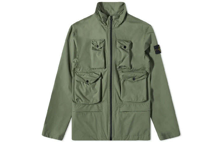 STONE ISLAND Jackets Men's Green Stand Collar Moderate Other