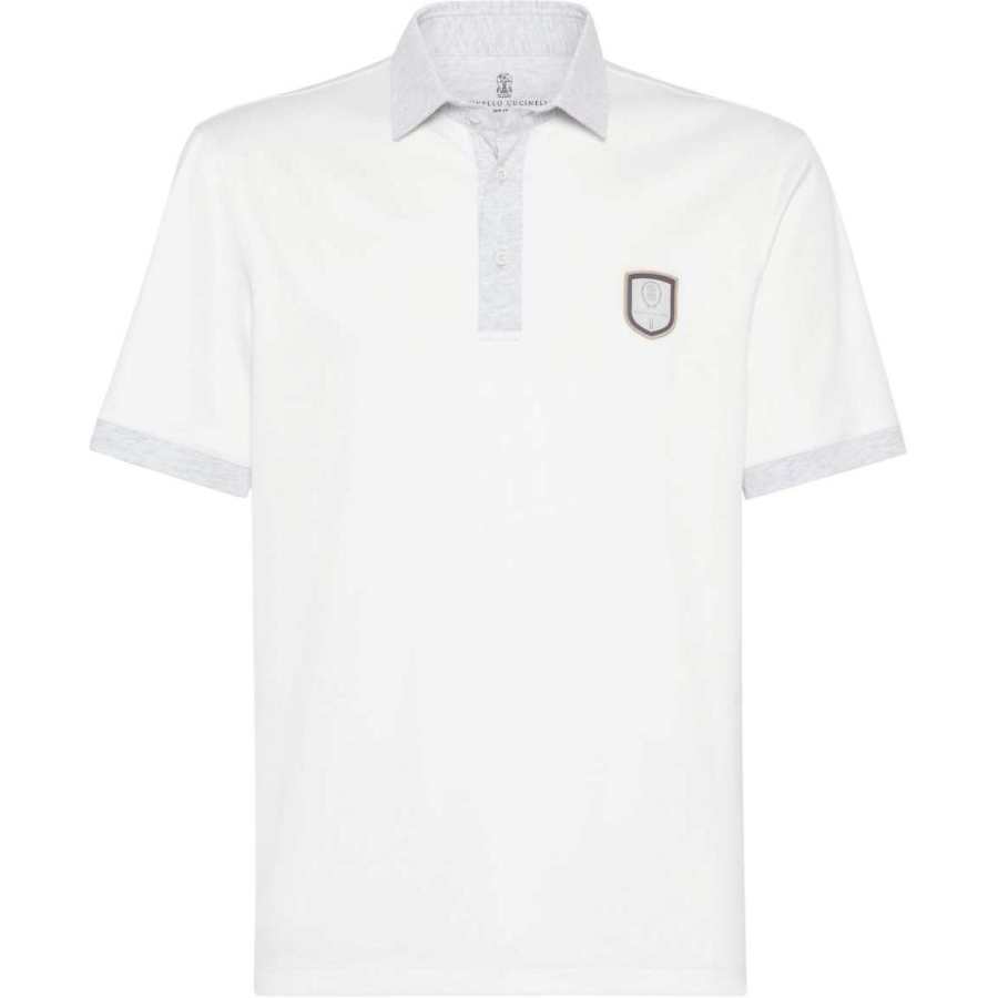 Brunello Cucinelli Polo Shirt Men's Gray White