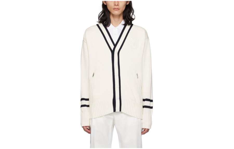 Moncler Knitwear Men's White V Neck Moderate Other