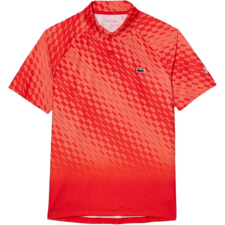 LACOSTE Djokovic Collaboration Polo Shirts Men's Red Polo Collar Moderate Straight Fit