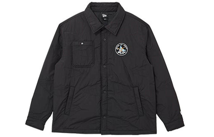 New Era SS22 Single Breasted Fleece Lined Lapel Jacket Unisex Black
