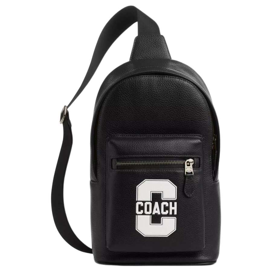 COACH West Calfskin Sling Bag, Fanny Pack Small Men's Black
