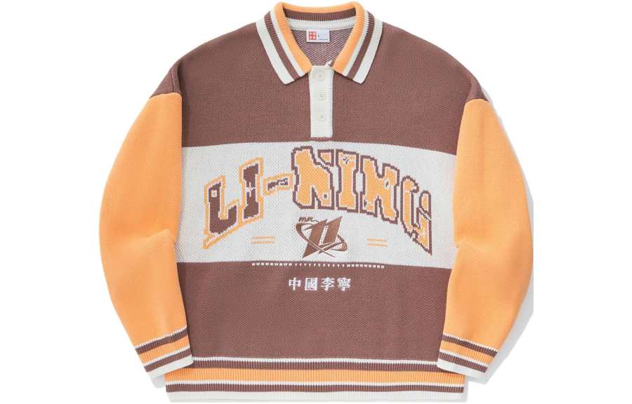 Li-Ning Li Ning Knitwear Unisex Mud Gray Brown Wood Orange Ecru