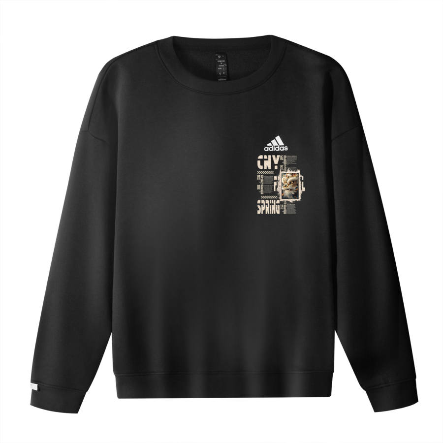 Adidas Adidas CNY Velvet Snake Year Lion Crew Neck Long Sleeved Sweatshirt Unisex Black