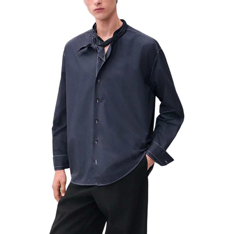 HERMES HERMES Marius Shirt Men's Dark Blue