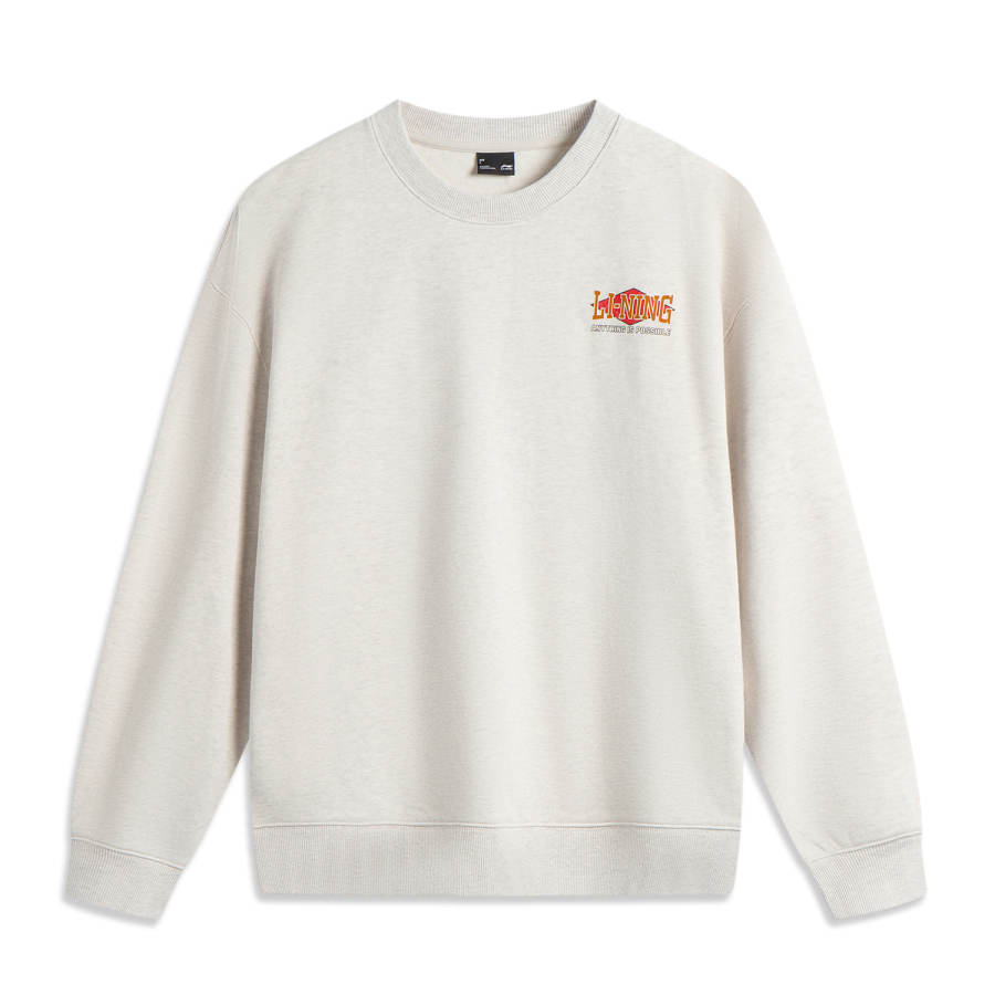 Li-Ning Li Ning Sports Life Collection Sweatshirt Unisex Heather Gray Tile Gray/Tao Li Brown