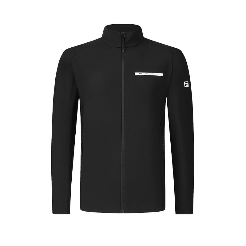 FILA Knitwear Men's Pitch Black Stand Collar Moderate Cardigan