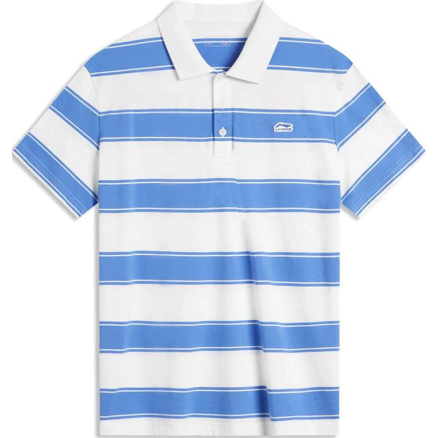 Li-Ning Li Ning Sports Lifestyle Collection Sports Trendy Collection Polo Shirt Men's Ivory Multicolor Blue Stripes