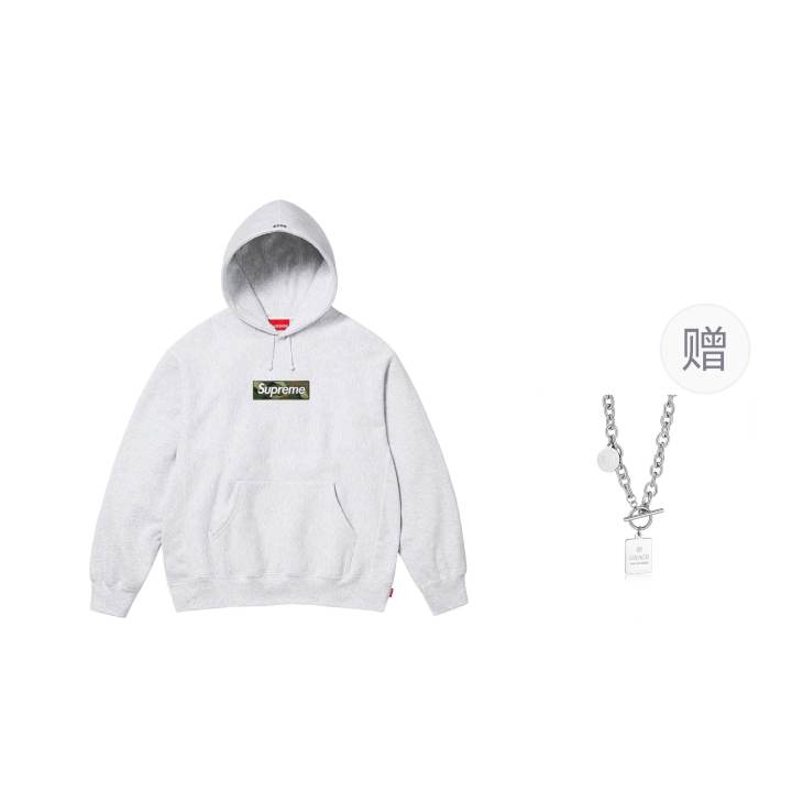 Supreme Supreme FW23 WEEK16 Box Logo Hooded Sweatshirt Solid Color Logo Fleece Lined Pullover Hooded American Trendy Sweatshirt