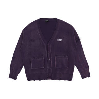 Nerdy Knitwear Unisex Purple V Neck Moderate Cardigan