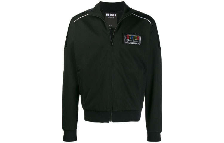 VERSUS Jackets Men's Black Lapel Moderate Pilot
