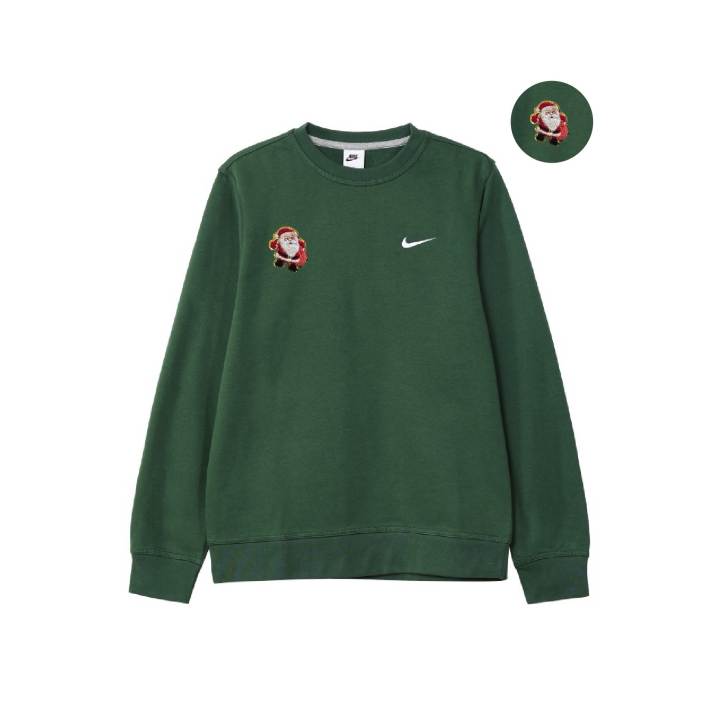 Nike Nike Santa Claus Thermal Fleece Lined Crew Neck Pullover Sweatshirt Unisex Emerald Green