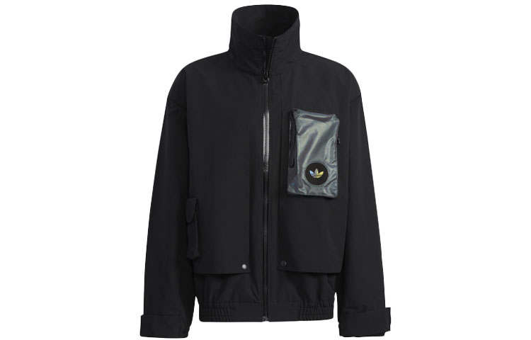 Adidas Originals Jackets Men's Black Stand Collar Moderate Workwear