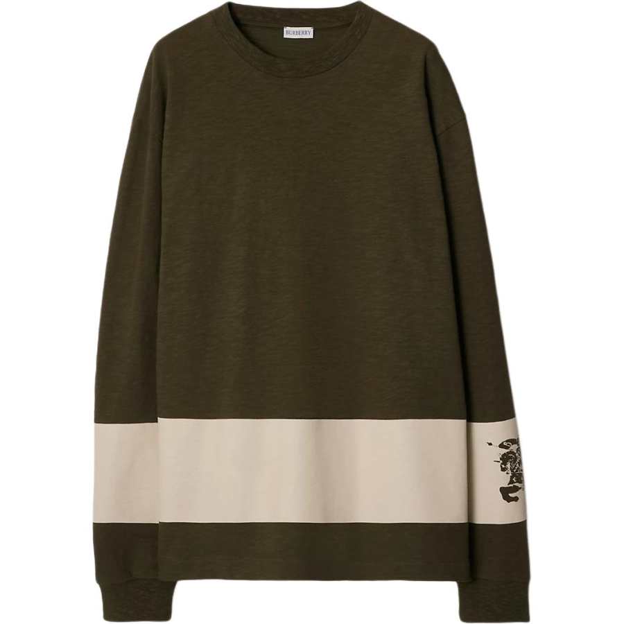 Burberry EKD-print stripe-detail cotton sweatshirt