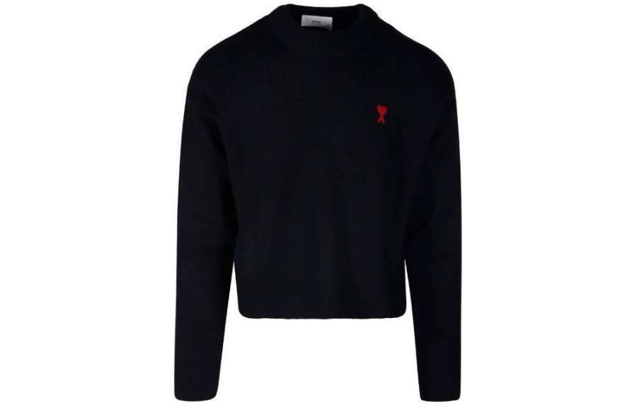 AMIPARIS Ami Paris Ami De Coeur Logo Embroidered Knitted Jumper