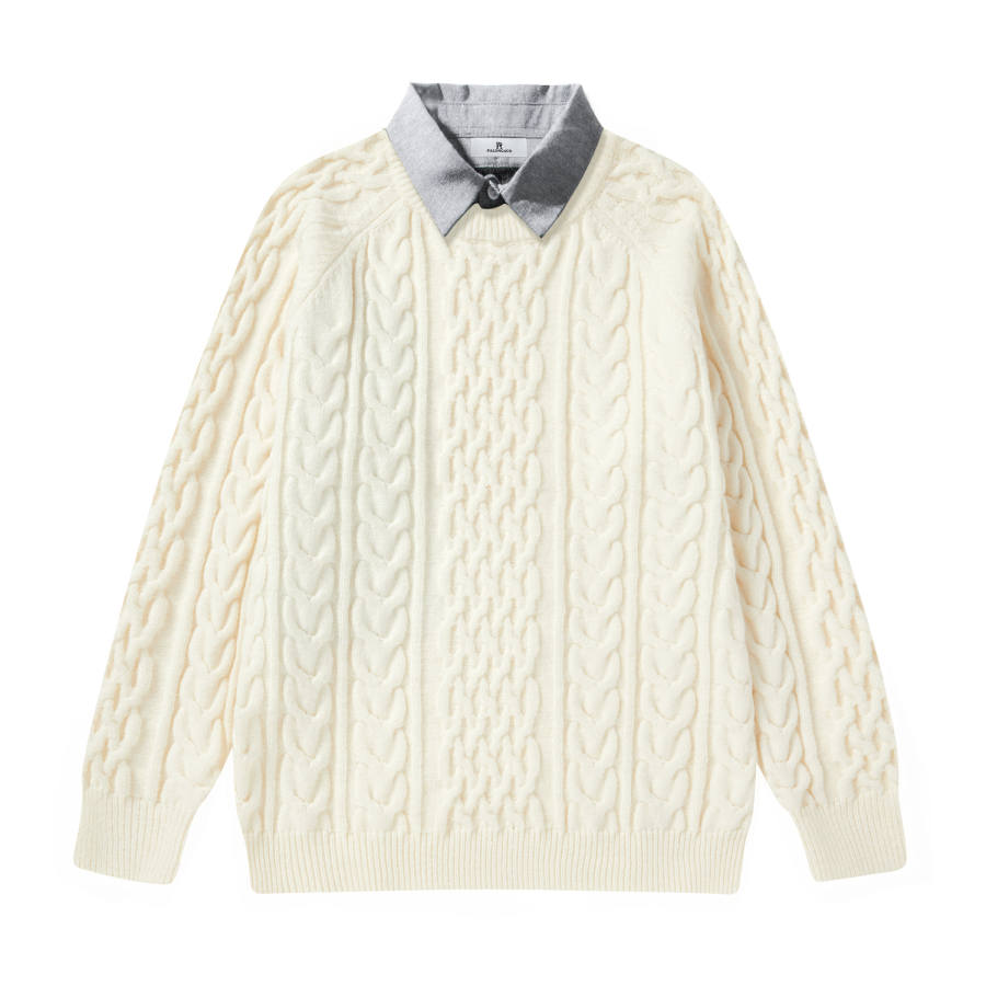 PAL ONGACO Sweaters Unisex Shirt Collar Moderate Mock Two Piece