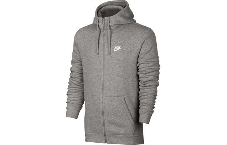 Nike Nike Logo Embroidery Fleece Lined Hooded Coat, Winter Jacket Men's Gray