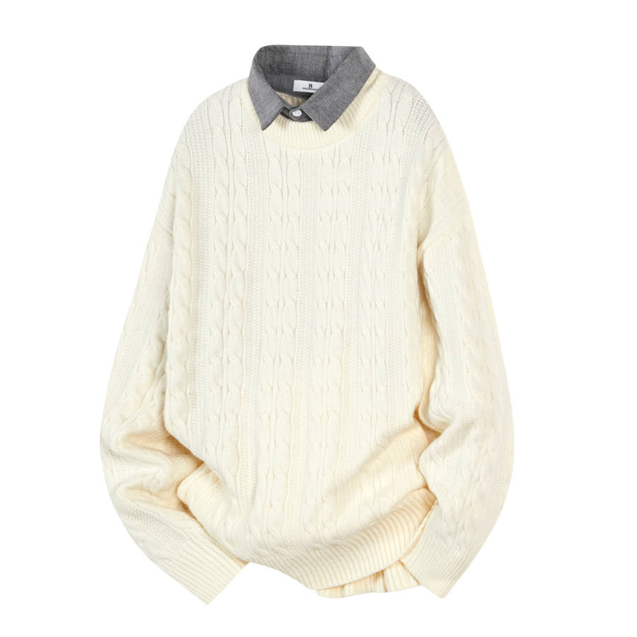 PAL ONGACO Sweaters Unisex Shirt Collar Moderate Mock Two Piece