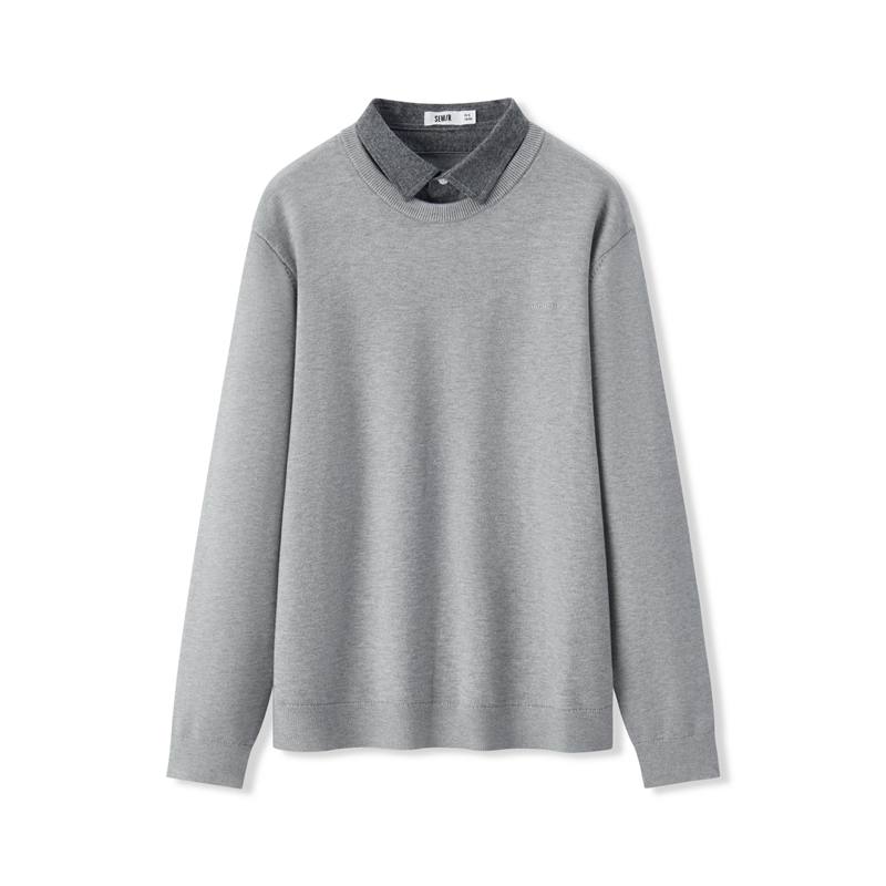 Semir Knitwear Men's Lapel Moderate Mock Two Piece