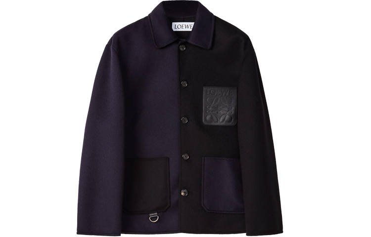 LOEWE LOEWE Jackets Men's Navy Blue Lapel Moderate Other