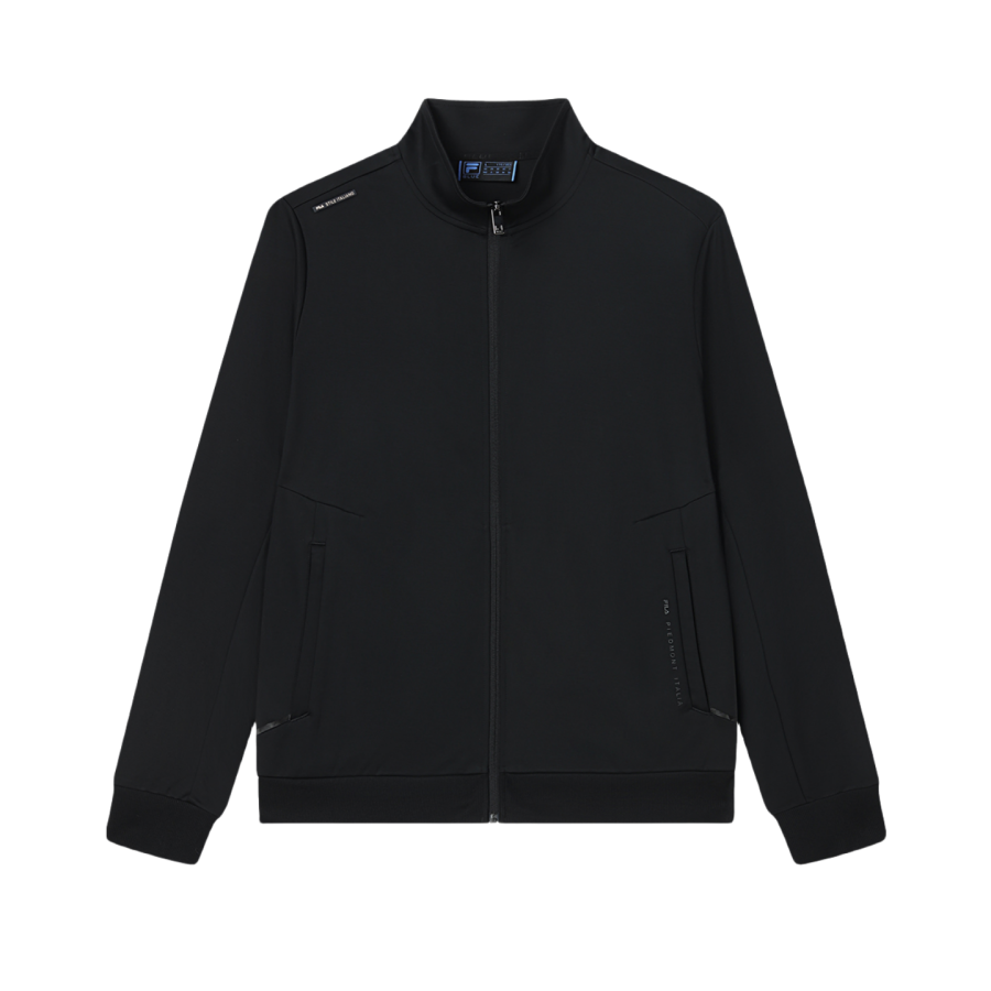 FILA Knitwear Men's Black Stand Collar Moderate Cardigan