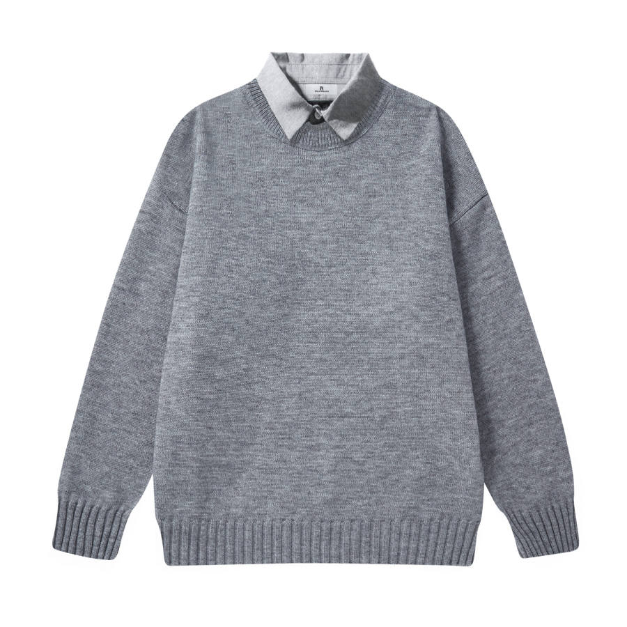 PAL ONGACO Sweaters Unisex Shirt Collar Moderate Mock Two Piece