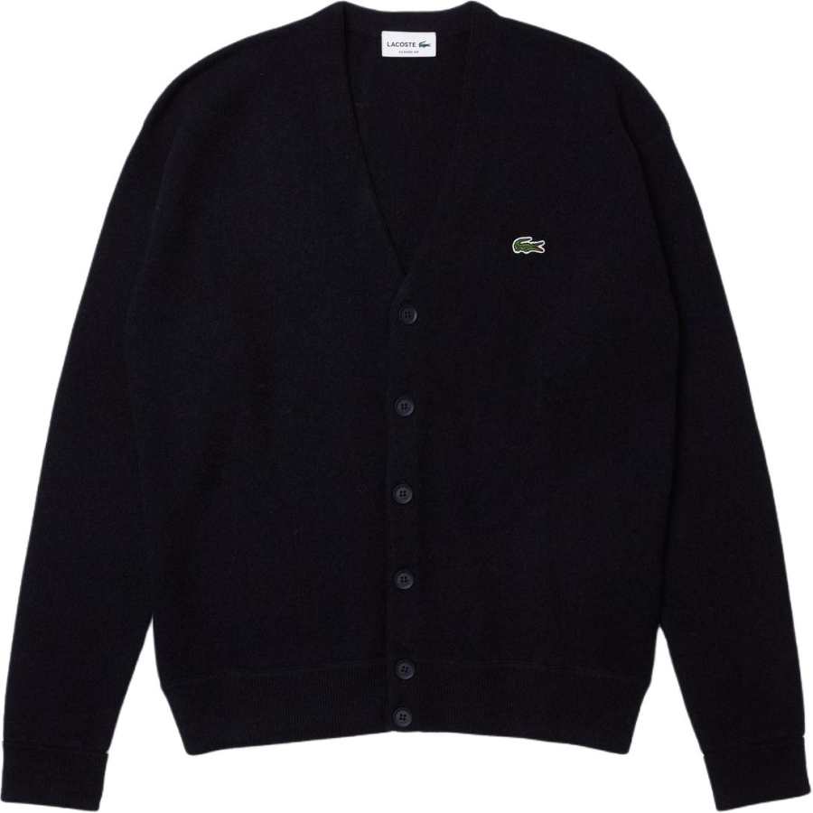 LACOSTE Knitwear Men's Navy V Neck Moderate Cardigan