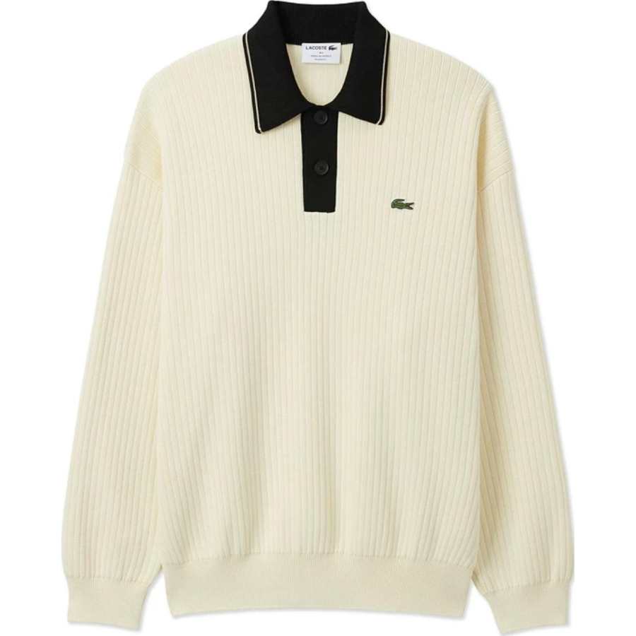 LACOSTE LACOSTE Ribbed-knit Polo Shirt