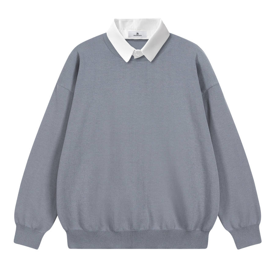 PAL ONGACO Sweaters Unisex Shirt Collar Moderate Mock Two Piece
