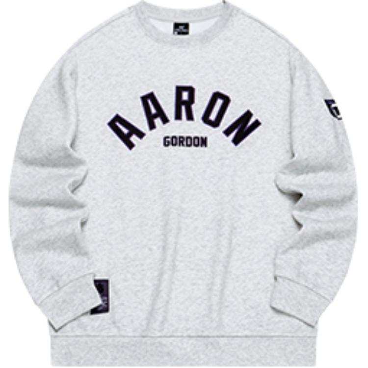 361° Basketball Collection Letter Loose Fit Drop Shoulder Fleece Lined Thickened Crew Neck Pullover Long Sleeved