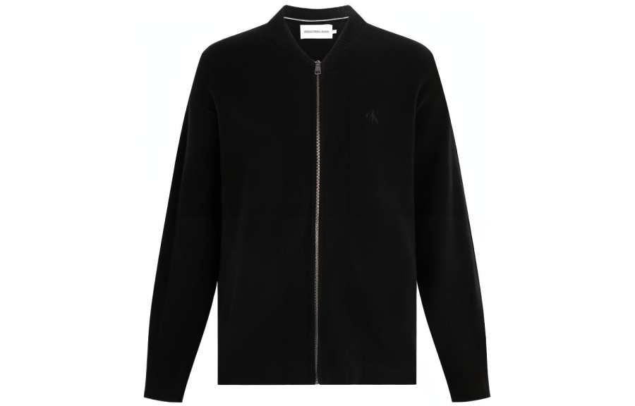 Calvin Klein Knitwear Men's Black Stand Collar Moderate Cardigan
