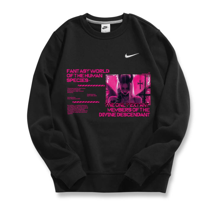 Nike Nike Sweatshirts Unisex Black Pink Allure B Crew Neck Moderate Regular
