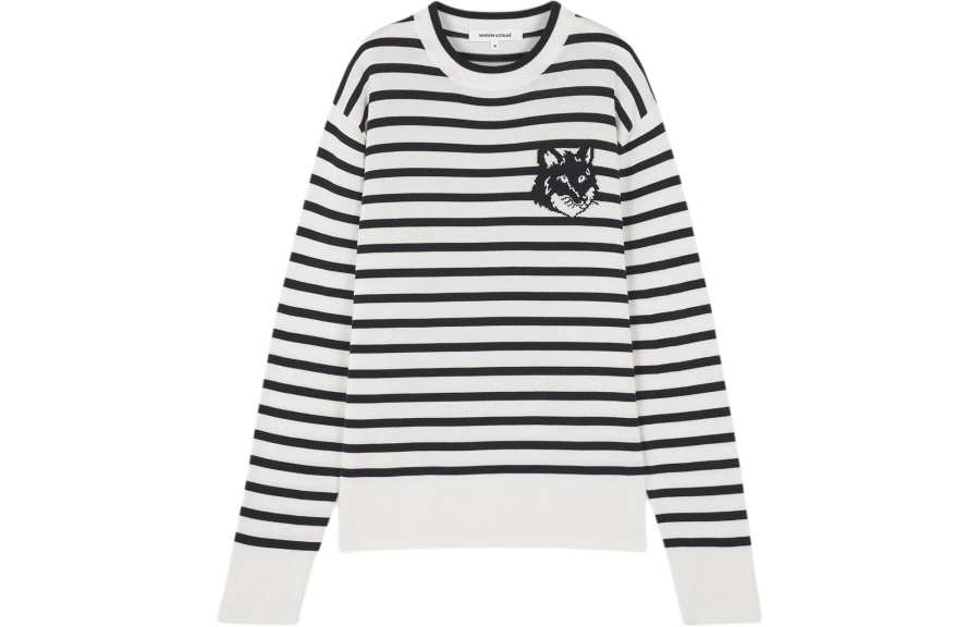 Maison Kitsune Maison Kitsuné Fox Head Intarsia Striped Jumper