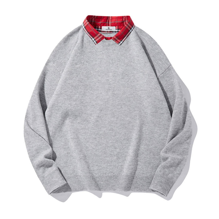 PAL ONGACO Sweaters Unisex Shirt Collar Moderate Mock Two Piece