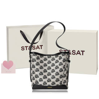 ST&SAT Fabric, Synthetic Leather Crossbody Bag, Shoulder Bag, Handbag, Bucket Bag Regular Women's Black