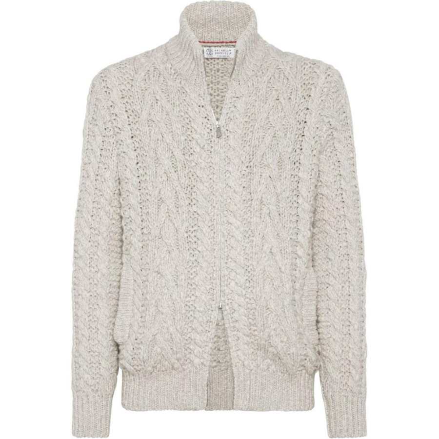 Brunello Cucinelli Open Knit Zip Up Cardigan