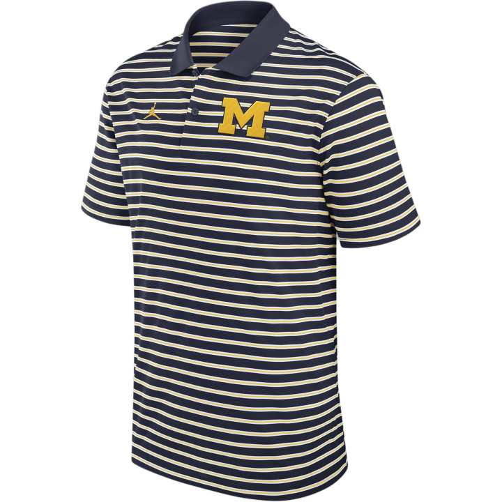 Jordan Jordan Michigan Wolverines Primetime Victory Striped Men's Jordan Dri FIT College Polo