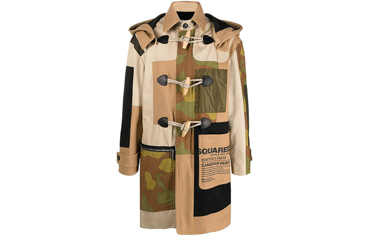 DSQUARED 2 DSQUARED 2 Camouflage Panelled Hooded Coat